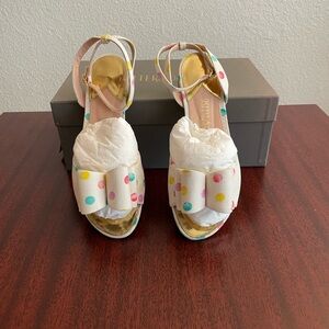 Palter DeLiso Posey Ankle Wrap Sandal Linen Polka Dot